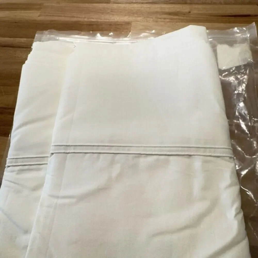 NOS Calvin Klein Home‎ QUEEN Egyptian Cotten Sateen Cream Ivory Flat Sheet VTG